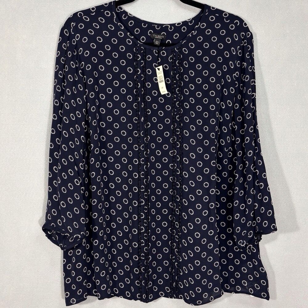 Talbots Silk Blouse 2XP Petite Black Long Sleeve Minimalist Lightweight NWT